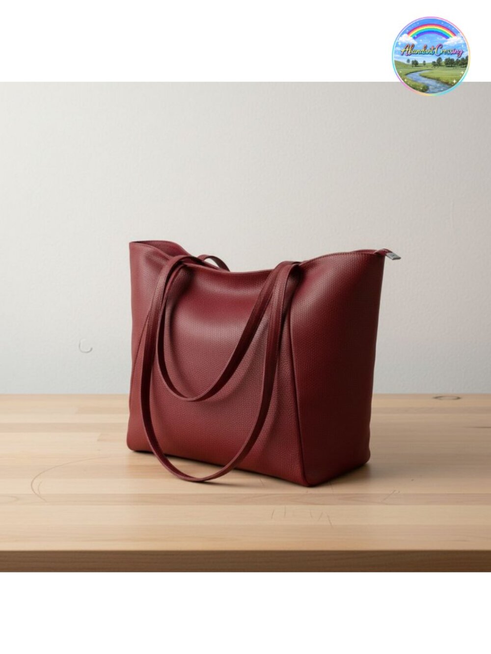 Vegan Leather Tote Bag Large 16L Zipper Work Weekender